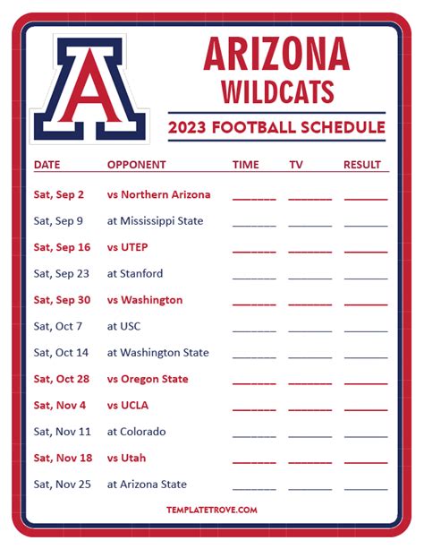 arizona wildcats schedule 2023